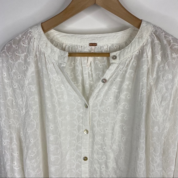 Free People Top Down From The Clouds Eyelet Blouse - Picture 3 of 7